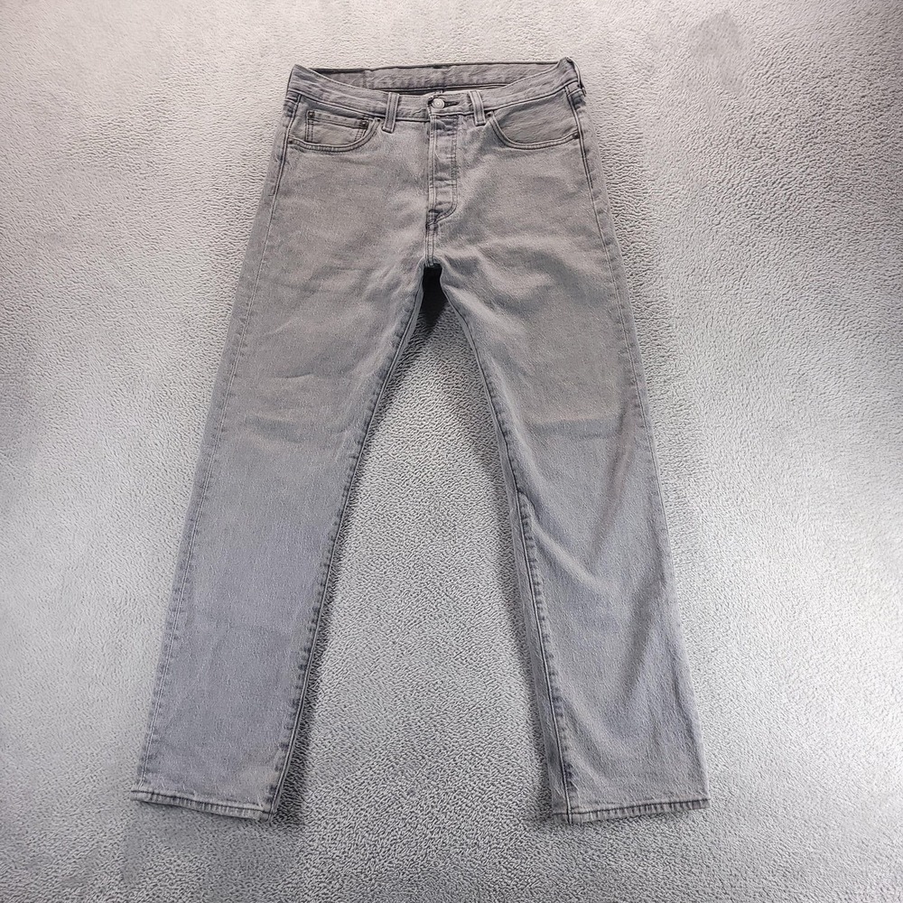 Levi's Jeans Mens 30 Gray 501 Regular Straight Stretch Denim 00501-2370